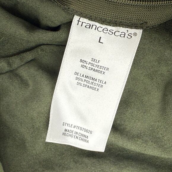 NEW Francescas Wrap it up Skirt Skort Women Large Army Green Ultra Suede Vegan - Picture 6 of 9